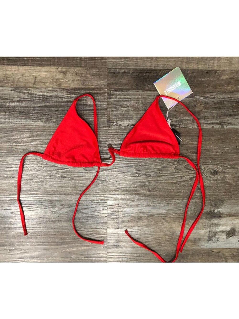 Misguided Size 6 Red Triangle Tie Bikini Top New with Tags